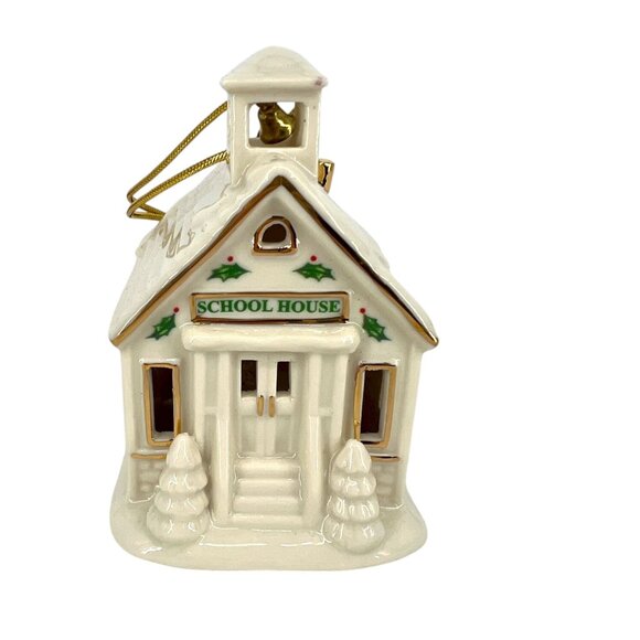 Lenox Christmas Village Schoolhouse Lit Ornament 3.5" Porcelain NIB - Picture 3 of 11